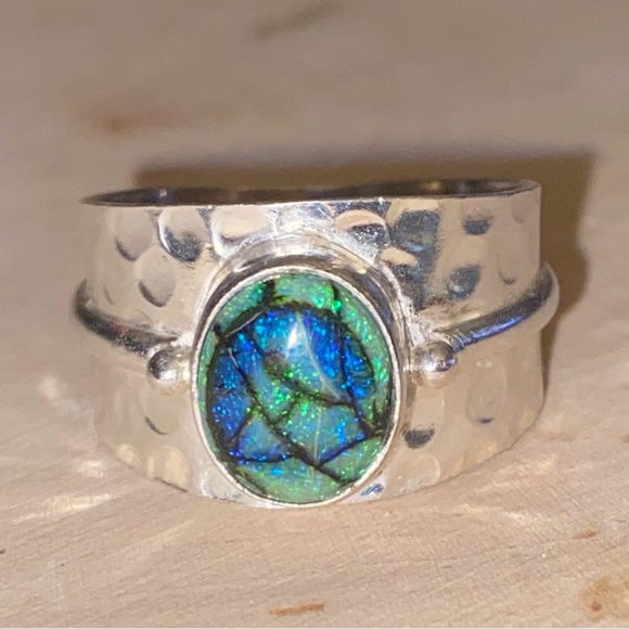 SALE! 925 Sterling Silver Ring with Monarch Opal Gemstone (size 12) - Picture 2 of 8